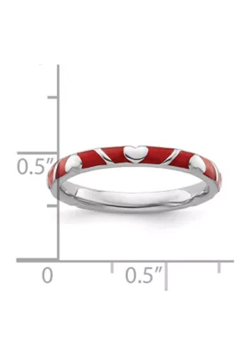 Sterling Silver Stackable Expressions Enamel Heart Ring