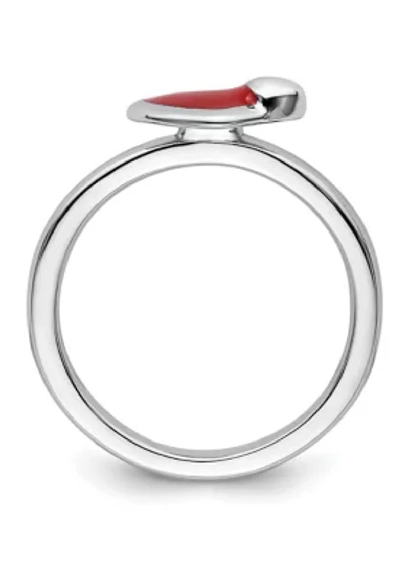 Sterling Silver Stackable Expressions Polished Enameled Heart Ring