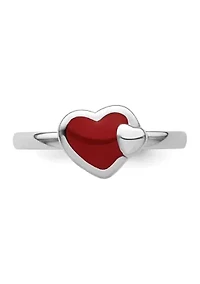Sterling Silver Stackable Expressions Polished Enameled Heart Ring