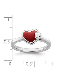 Sterling Silver Stackable Expressions Polished Enameled Heart Ring
