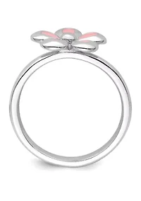 Sterling Silver Stackable Expressions Polished Enameled Flower Ring