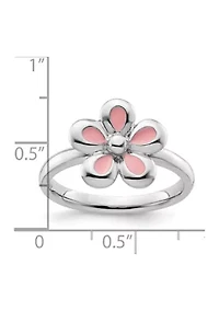 Sterling Silver Stackable Expressions Polished Enameled Flower Ring
