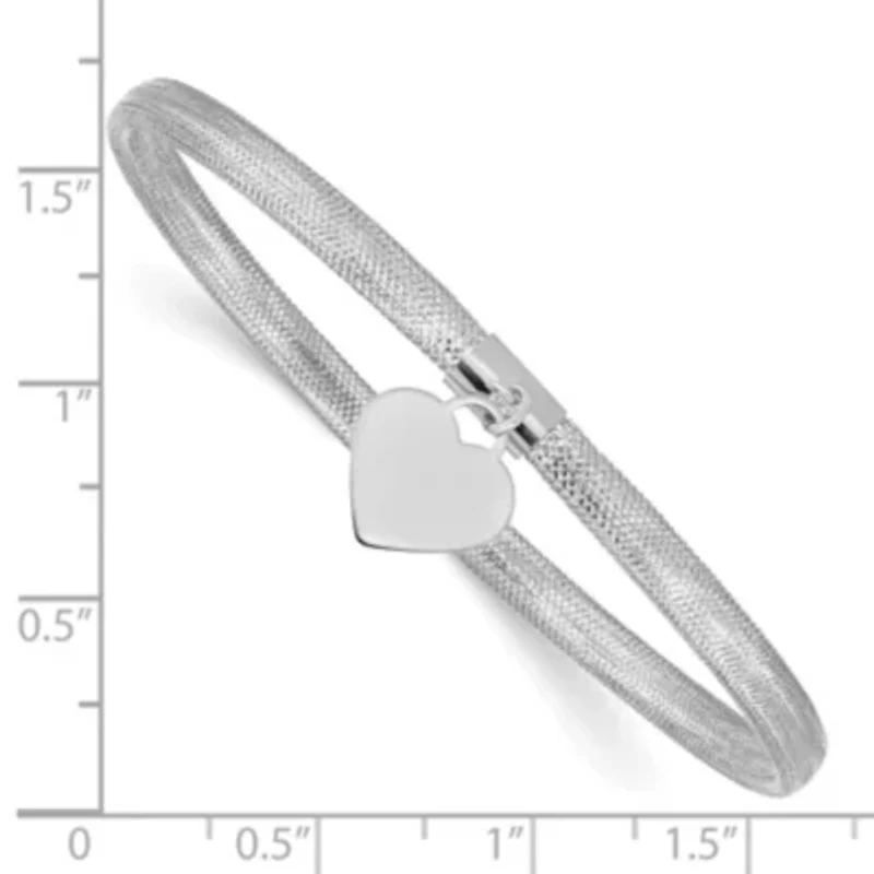 14K Gold Heart Stretch Mesh Bracelet
