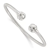 Sterling Silver Gold-tone Textured Love Knot Cuff Bangle