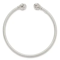 Sterling Silver Gold-tone Textured Love Knot Cuff Bangle