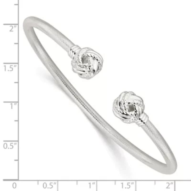 Sterling Silver Gold-tone Textured Love Knot Cuff Bangle
