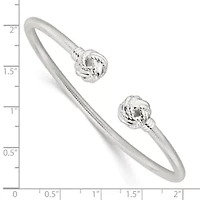 Sterling Silver Gold-tone Textured Love Knot Cuff Bangle