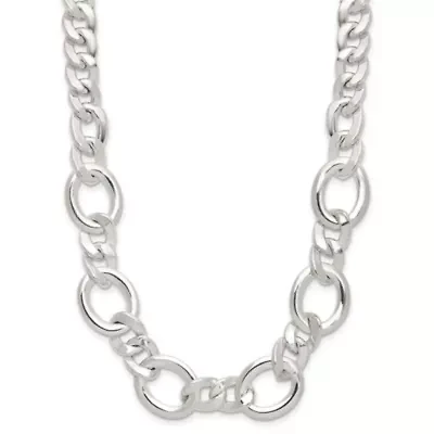 Sterling Silver Polished Flat Fancy Link Bracelet