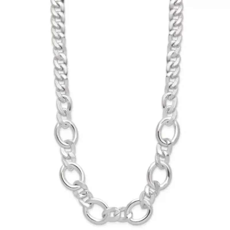 Sterling Silver Polished Flat Fancy Link Bracelet