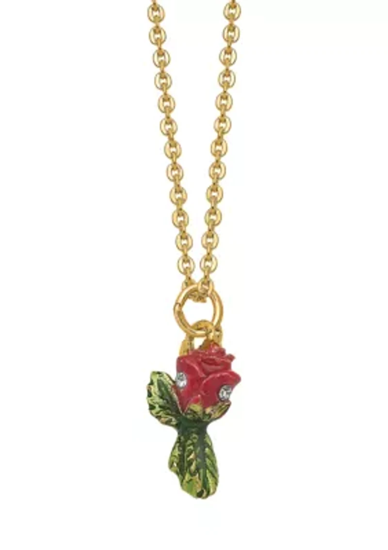 Bejeweled Rosette Rose with Ring Pad Trinket Box