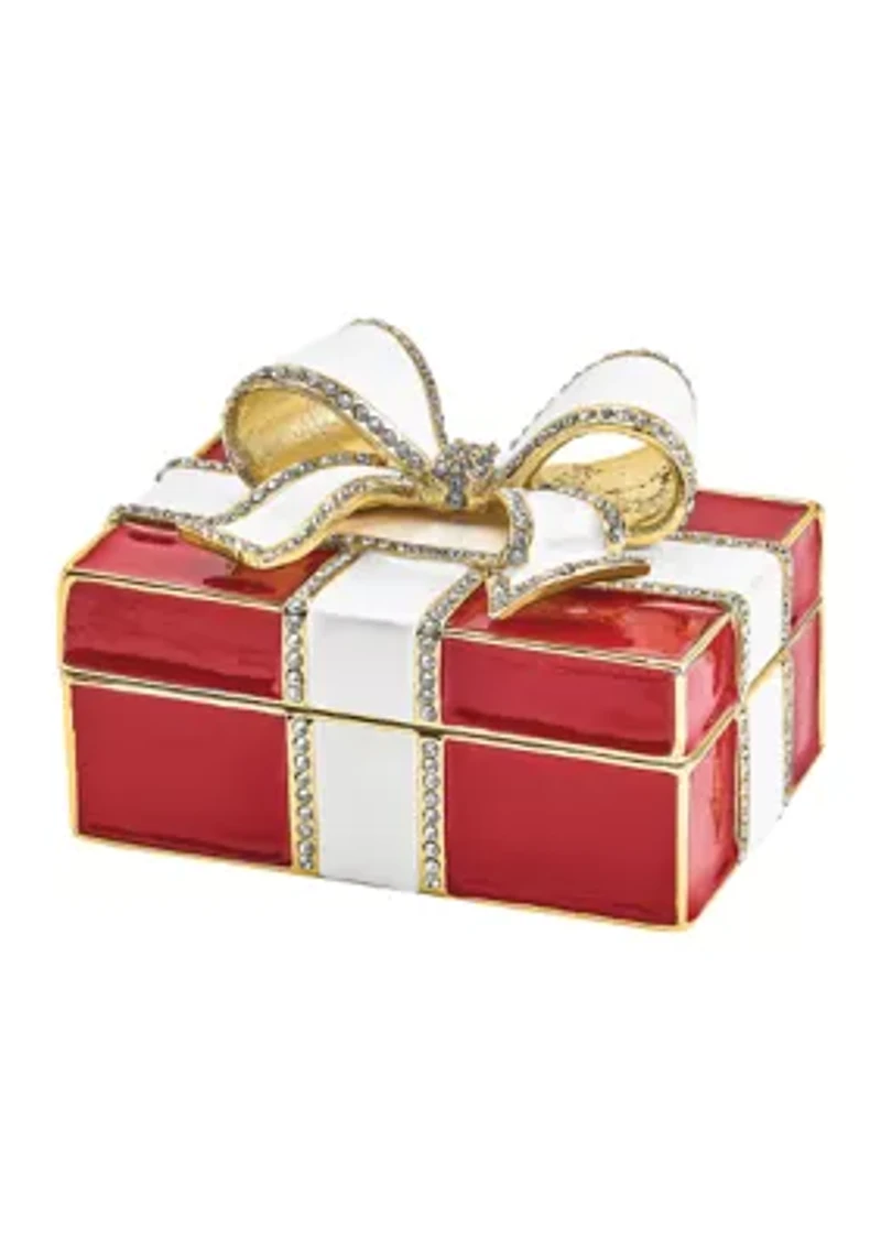 Bejeweled Desire Red Gift Box with Ring Pad Trinket Box