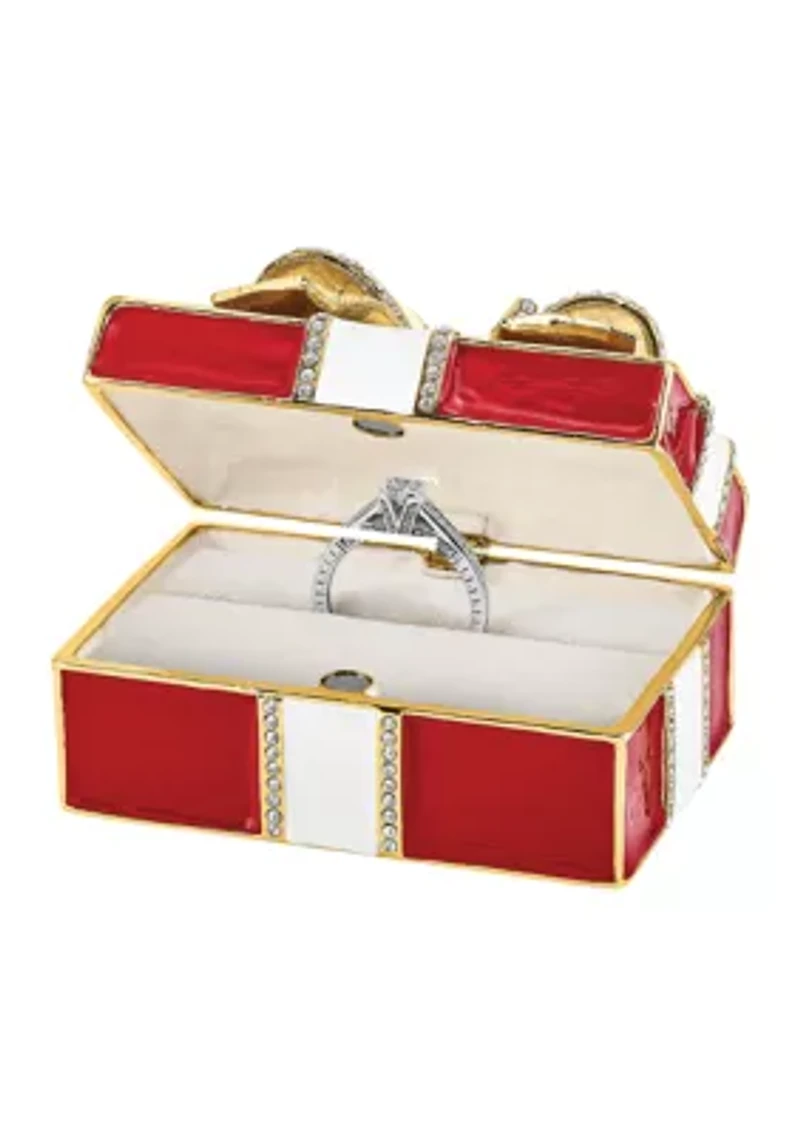 Bejeweled Desire Red Gift Box with Ring Pad Trinket Box