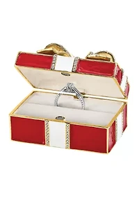 Bejeweled Desire Red Gift Box with Ring Pad Trinket Box