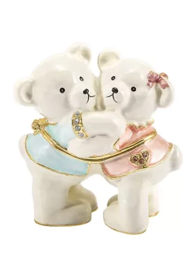 Bejeweled Teddy and Tootsie Bears Trinket Box