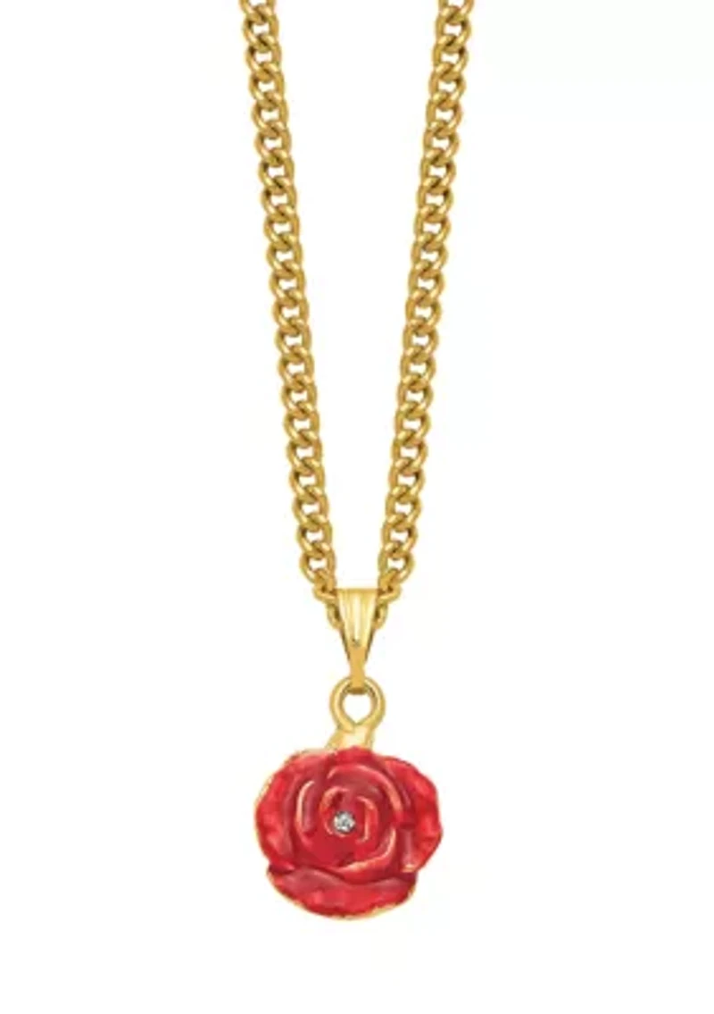 Bejeweled Rosa Red Rose with Ring Pad Trinket Box