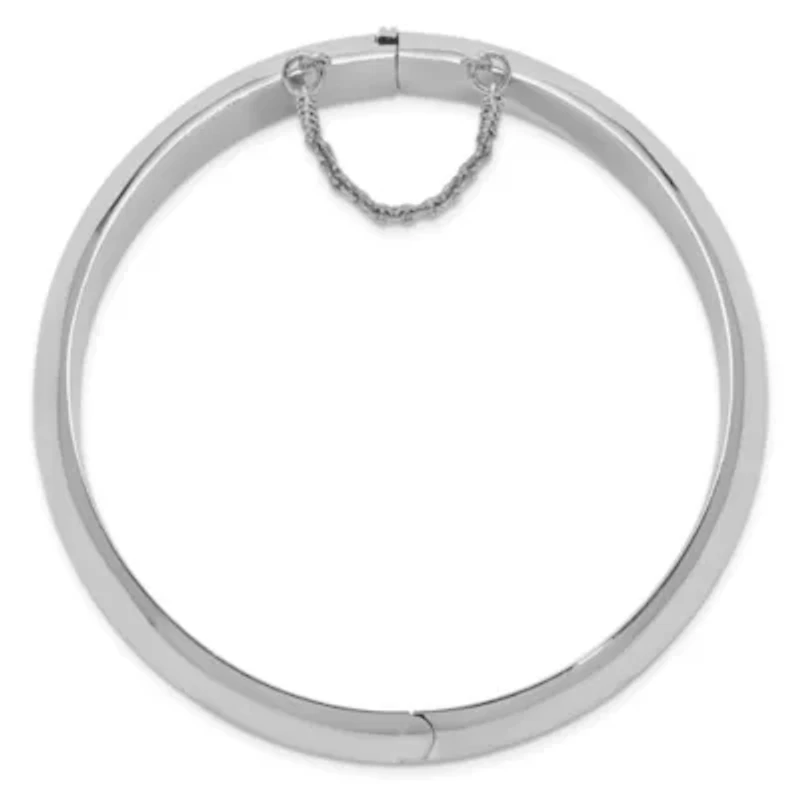 Sterling Silver Rhodium-plated 15mm Fancy Hinged Bangle Bracelet