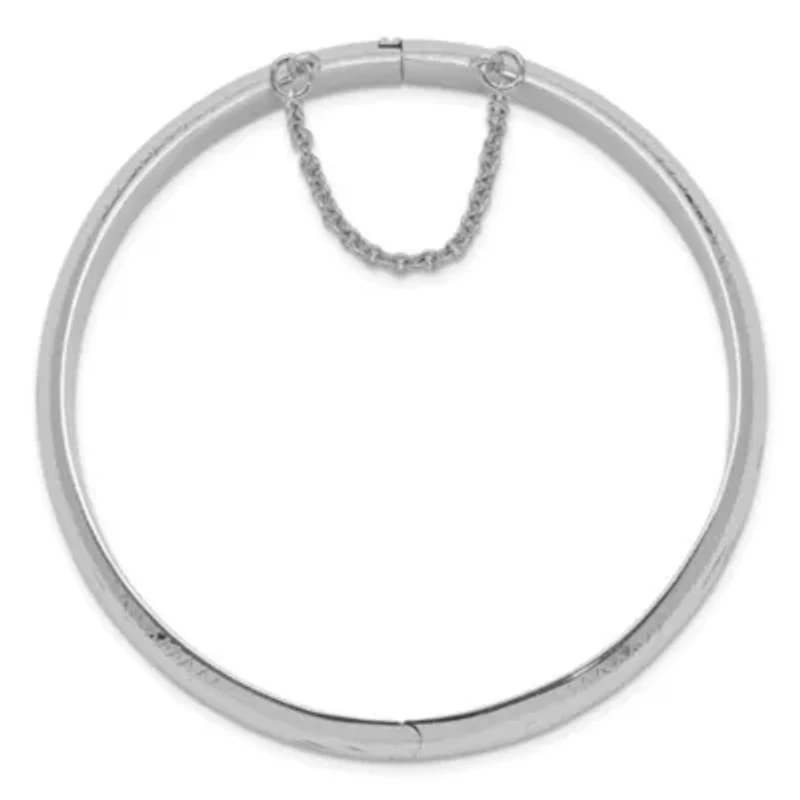 Sterling Silver Rhodium-plated 9.5mm Diamond-cut Fancy Hinged Bangle Bracelet