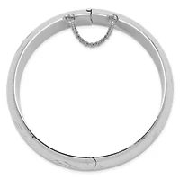 Sterling Silver Rhodium-plated Diamond-cut 20mm Hinged Bangle Bracelet