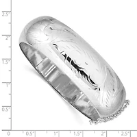 Sterling Silver Rhodium-plated Diamond-cut 20mm Hinged Bangle Bracelet