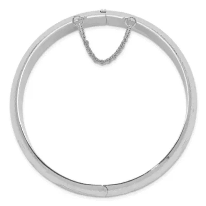 Sterling Silver Rhodium-plated Diamond-cut 15mm Fancy Hinged Bangle Bracelet