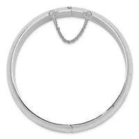 Sterling Silver Rhodium-plated Diamond-cut 15mm Fancy Hinged Bangle Bracelet