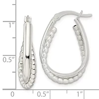 Sterling Silver Rhodium-plated Polished Double Oval Hoop Earrings