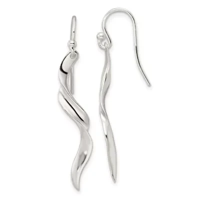 Sterling Silver Polished Twisted Dangle Earrings