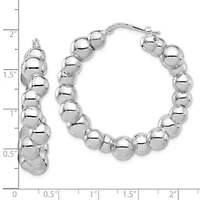 Sterling Silver Rhodium-plated Polished Bead Hoop Earrings