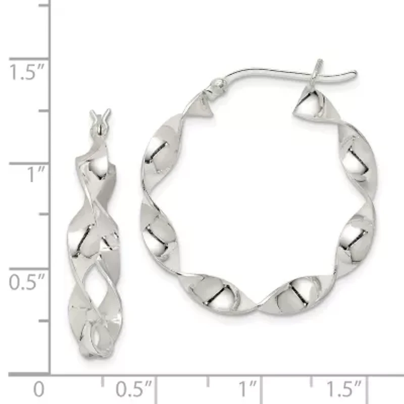 Sterling Silver Twisted 4x30mm Hoop Earrings