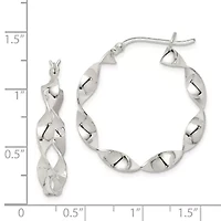 Sterling Silver Twisted 4x30mm Hoop Earrings