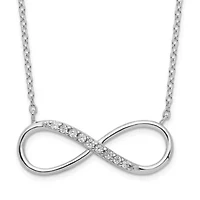 Sterling Silver Rhodium-plated with Cubic Zirconia Infinity with 2-inch Extension Necklace