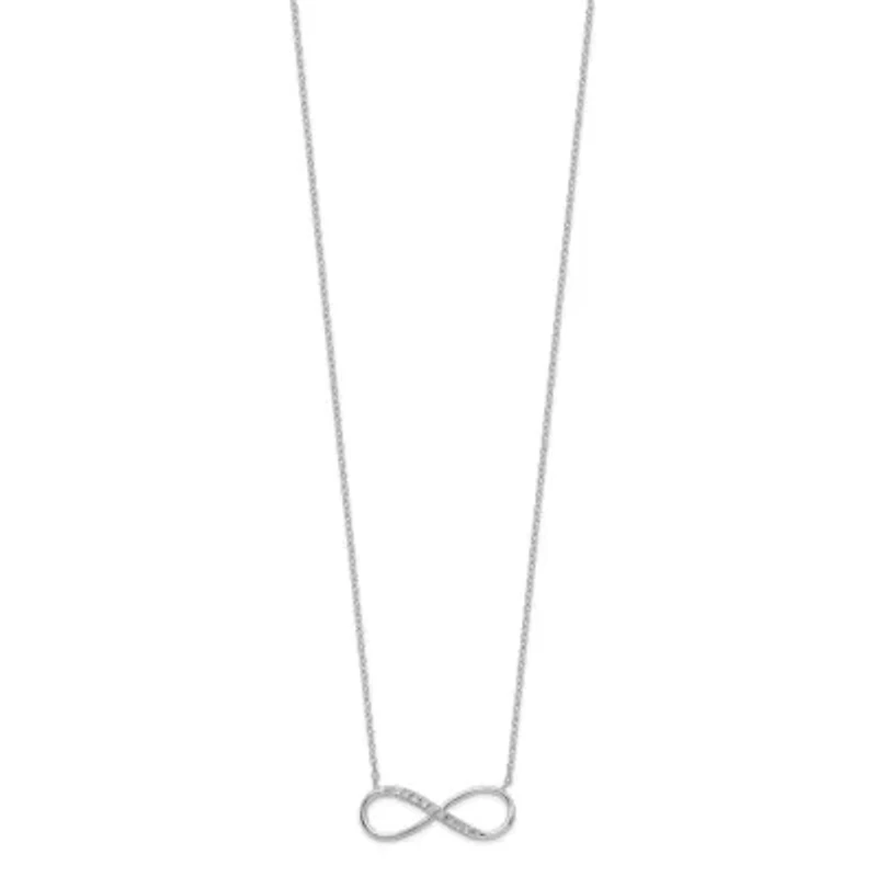 Sterling Silver Rhodium-plated with Cubic Zirconia Infinity with 2-inch Extension Necklace