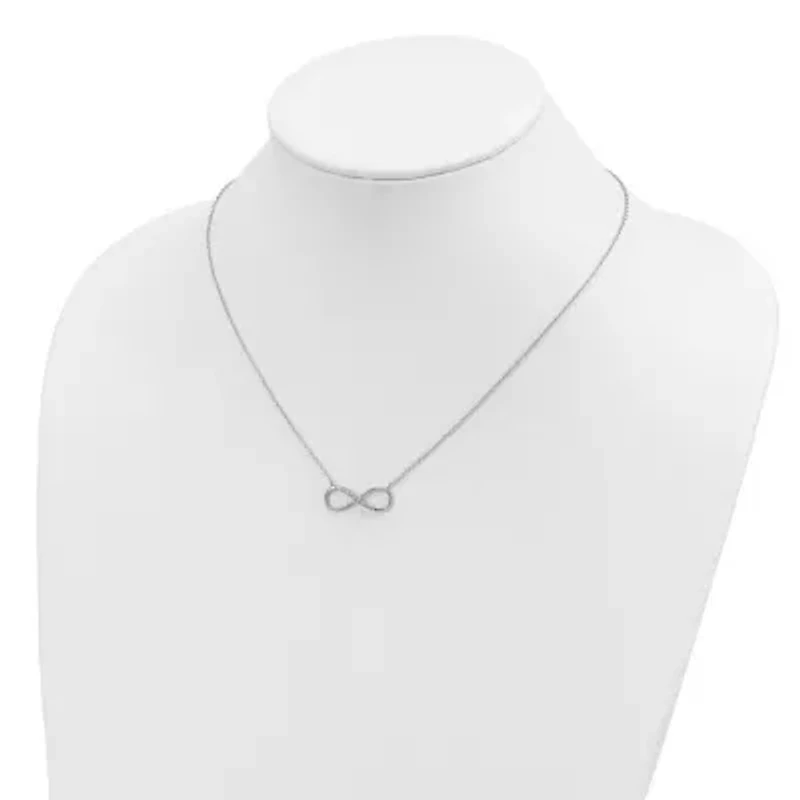 Sterling Silver Rhodium-plated with Cubic Zirconia Infinity with 2-inch Extension Necklace