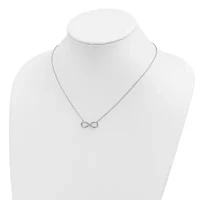 Sterling Silver Rhodium-plated with Cubic Zirconia Infinity with 2-inch Extension Necklace