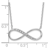 Sterling Silver Rhodium-plated with Cubic Zirconia Infinity with 2-inch Extension Necklace