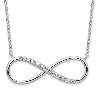 Sterling Silver Rhodium-plated with Cubic Zirconia Infinity with 2-inch Extension Necklace