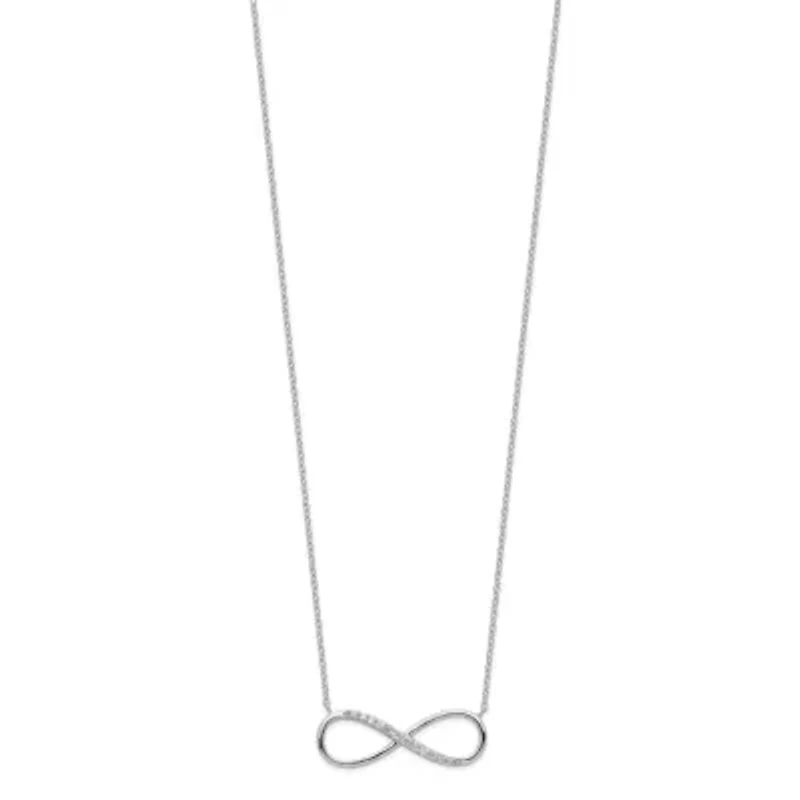 Sterling Silver Rhodium-plated with Cubic Zirconia Infinity with 2-inch Extension Necklace