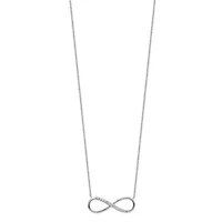 Sterling Silver Rhodium-plated with Cubic Zirconia Infinity with 2-inch Extension Necklace