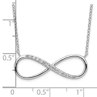 Sterling Silver Rhodium-plated with Cubic Zirconia Infinity with 2-inch Extension Necklace