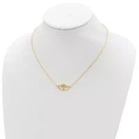 Sterling Silver Gold-tone Polished Two Hearts Cubic Zirconia Necklace