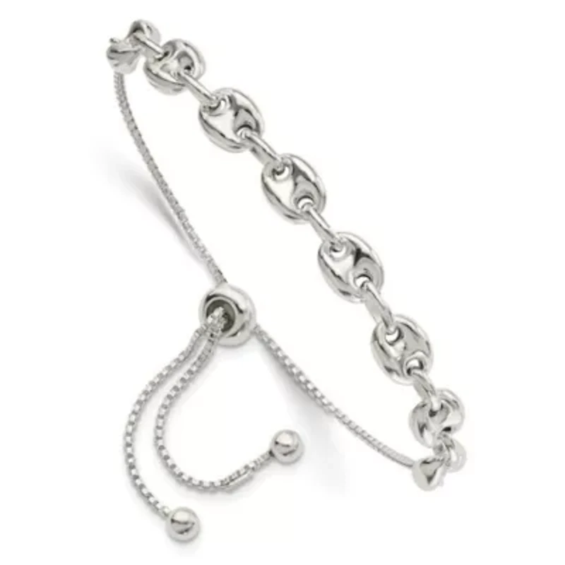 Sterling Silver Polished Link Adjustable Bracelet