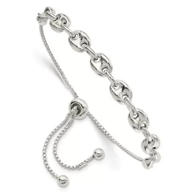 Sterling Silver Polished Link Adjustable Bracelet