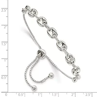 Sterling Silver Polished Link Adjustable Bracelet