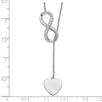 Sterling Silver Rhodium-plated Cubic Zirconia Infinity/Heart with 2-inch Extension Y-Necklace