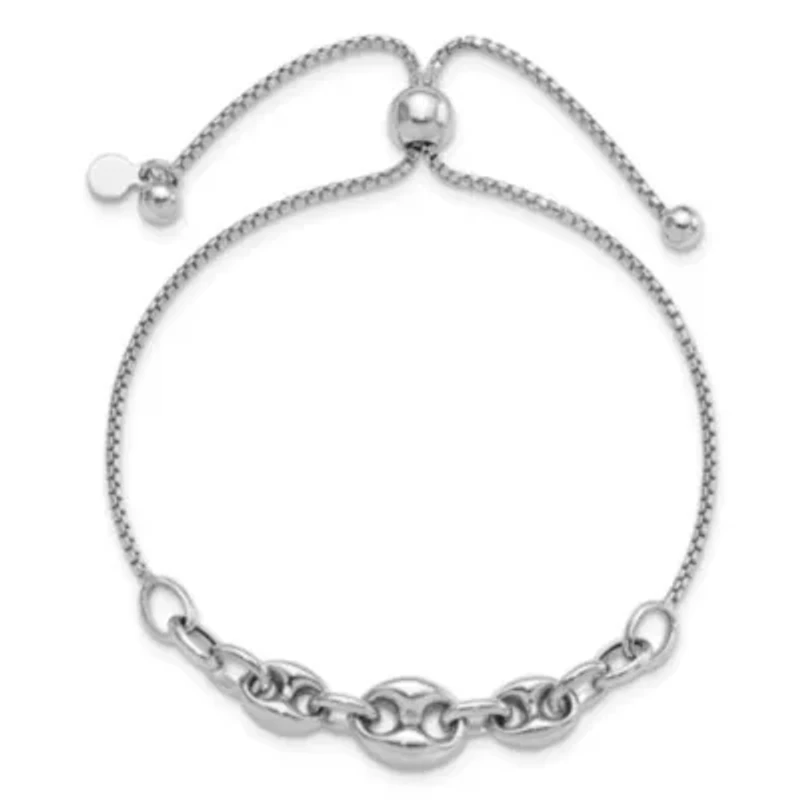 Sterling Silver Rhodium-plated Fancy Adjustable Bracelet