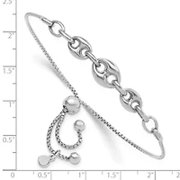 Sterling Silver Rhodium-plated Fancy Adjustable Bracelet