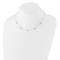 Sterling Silver Rhodium-plated with Micro Pave Cubic Zirconia Hearts 16-inch with 2-inch Extension Necklace
