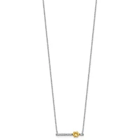 Sterling Silver Gold-tone Cubic Zirconia Paw Bar 16-inch with 2-inch Extension Necklace