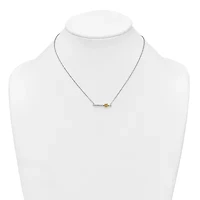 Sterling Silver Gold-tone Cubic Zirconia Paw Bar 16-inch with 2-inch Extension Necklace