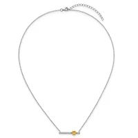 Sterling Silver Gold-tone Cubic Zirconia Paw Bar 16-inch with 2-inch Extension Necklace